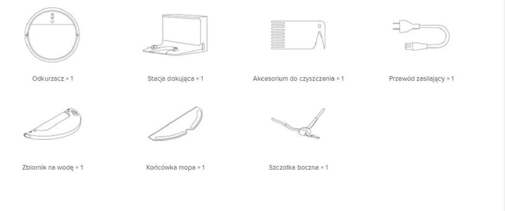 Zawartość zestawu Xiaomi Mi Robot Vacuum Mop 1C